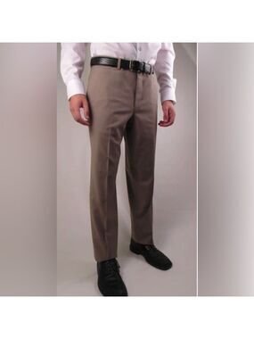 Riviera Traveller Washable Stretch Wool Blend Classic Fit Khaki Dress Pants